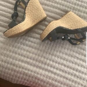 Stylish Black and Tan Wedge Sandals